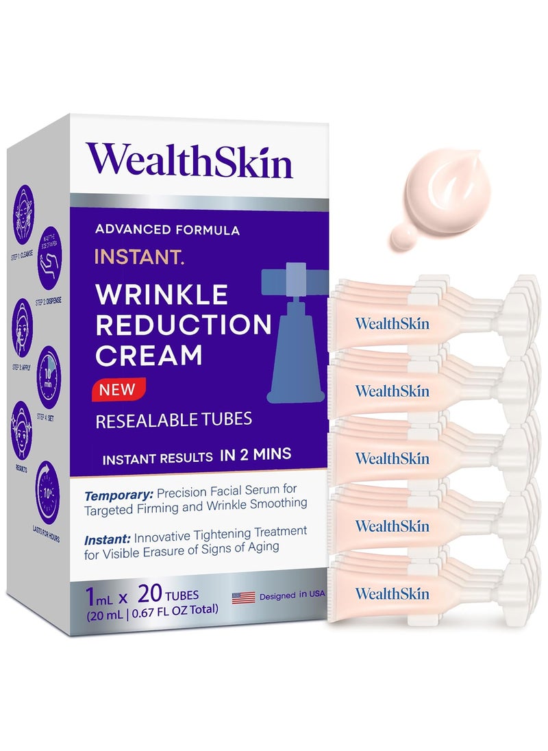 Wealthskin - Instant Rapid Wrinkle Eye Cream  Temporary Effects Firm and Lift Under Eye Bags and Reduction Puffiness  60 Second Tightener 20Tubes 1 Fl Oz Pack of 1 - Image 1