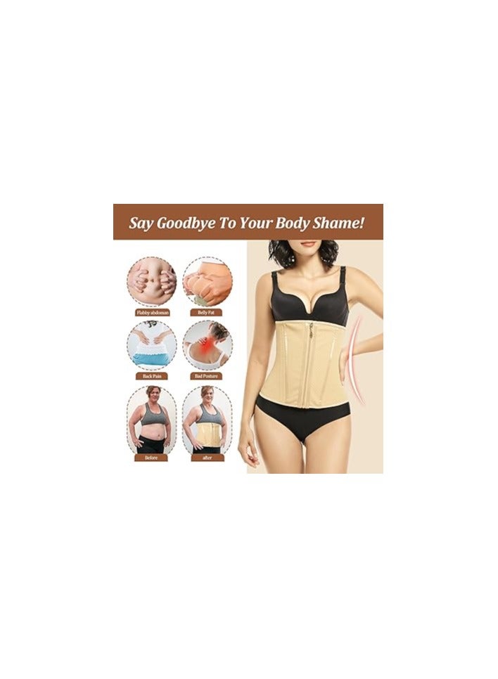 SOLARAE مدرب الخصر من اللاتكس للنساء، تقليل دهون البطن السفلي، مشد الخصر القابل للتنفس، مشد الخصر مع خطاف سحاب، شكل الجسم النحيف لتحسين التمارين وتدريب الخصر - Image 5