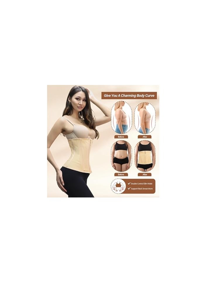 SOLARAE مدرب الخصر من اللاتكس للنساء، تقليل دهون البطن السفلي، مشد الخصر القابل للتنفس، مشد الخصر مع خطاف سحاب، شكل الجسم النحيف لتحسين التمارين وتدريب الخصر - Image 4