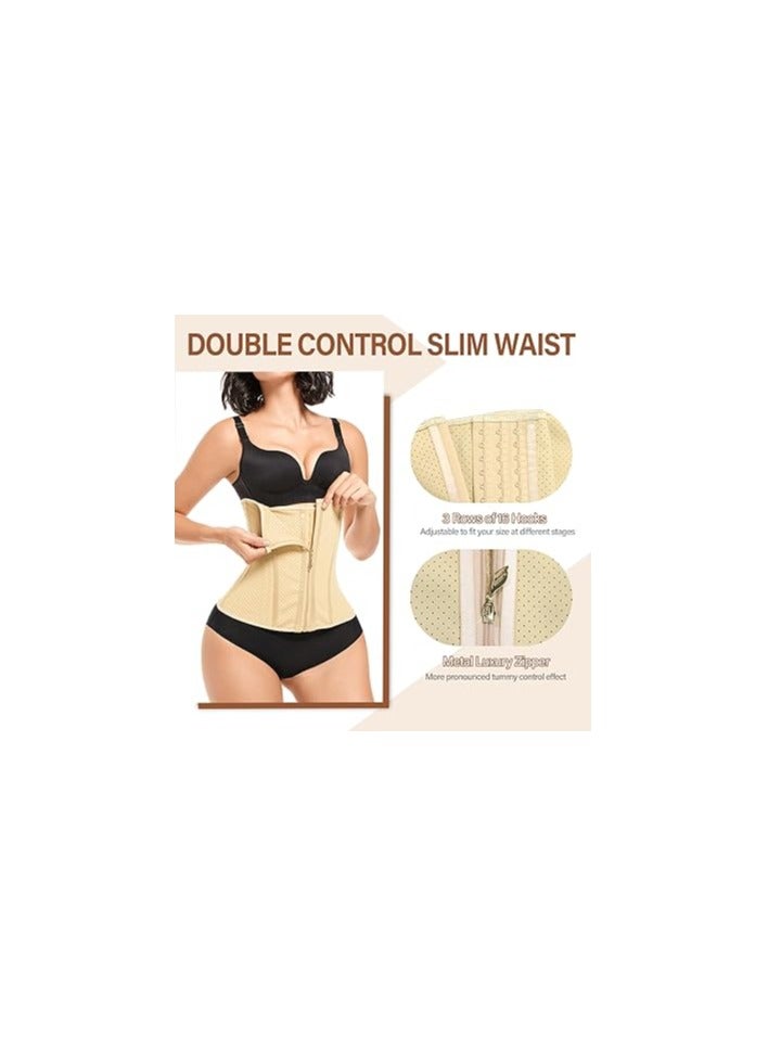 SOLARAE مدرب الخصر من اللاتكس للنساء، تقليل دهون البطن السفلي، مشد الخصر القابل للتنفس، مشد الخصر مع خطاف سحاب، شكل الجسم النحيف لتحسين التمارين وتدريب الخصر - Image 3