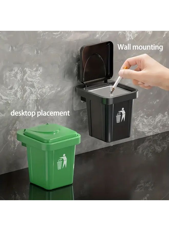 Green Stainless Steel Wall Mounted Hanging Ashtray With Lid Easy Clean Indoor Trash Can - Image 3