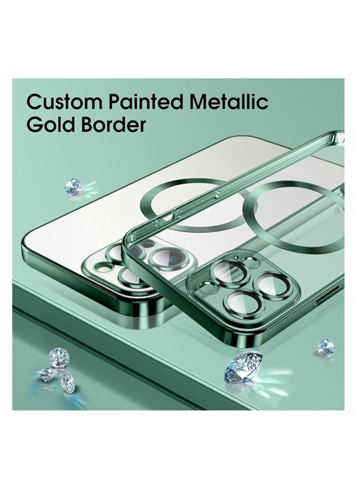 Generic Clear Case for iphone 14 pro with Camera Lens Protector, Compatible with MagSafe, electroplated Slim Shockproof Phone Protective Cover for Women & Men (Green)  - Image 5