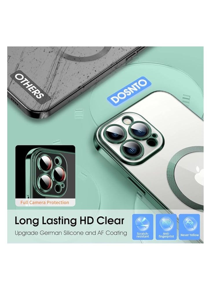 Generic Clear Case for iphone 14 pro with Camera Lens Protector, Compatible with MagSafe, electroplated Slim Shockproof Phone Protective Cover for Women & Men (Green)  - Image 4
