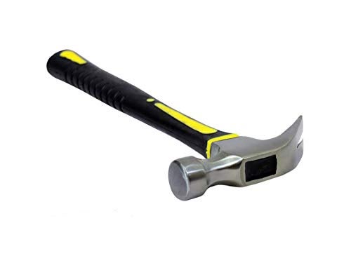 Jon Bhandari Tools 12 oz Claw Hammer with Fiberglass Handle – Heavy Duty Nail Puller & Framing Hammer for Carpentry, Woodworking, DIY & Construction – Shock Absorbing TPR Grip, Hardened Steel Head - Image 1