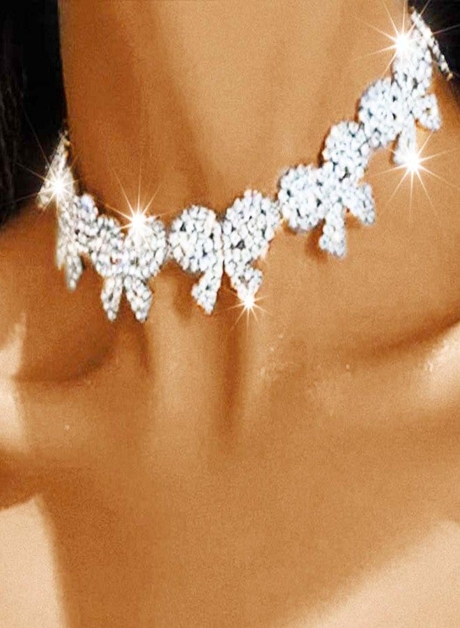 Zoestar Sparkly Rhinestone Butterfly Necklace Glitter Silver Crystal Necklaces Prom Jewelry for Women - Image 3