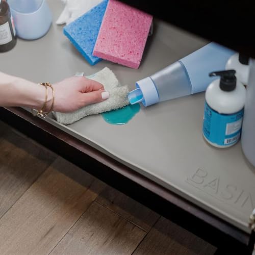 BASIN - Heavy Duty Under Sink Mat - Original Silicone Under Sink Mats - Under Sink Tray - Cover Kitchen Cabinet Liner Taupe 34.25x22 - Image 5
