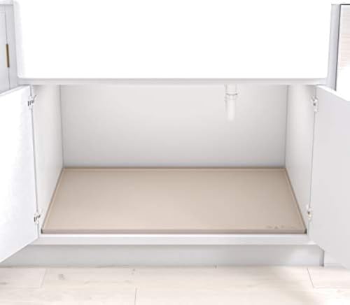 BASIN - Heavy Duty Under Sink Mat - Original Silicone Under Sink Mats - Under Sink Tray - Cover Kitchen Cabinet Liner Taupe 34.25x22 - Image 1