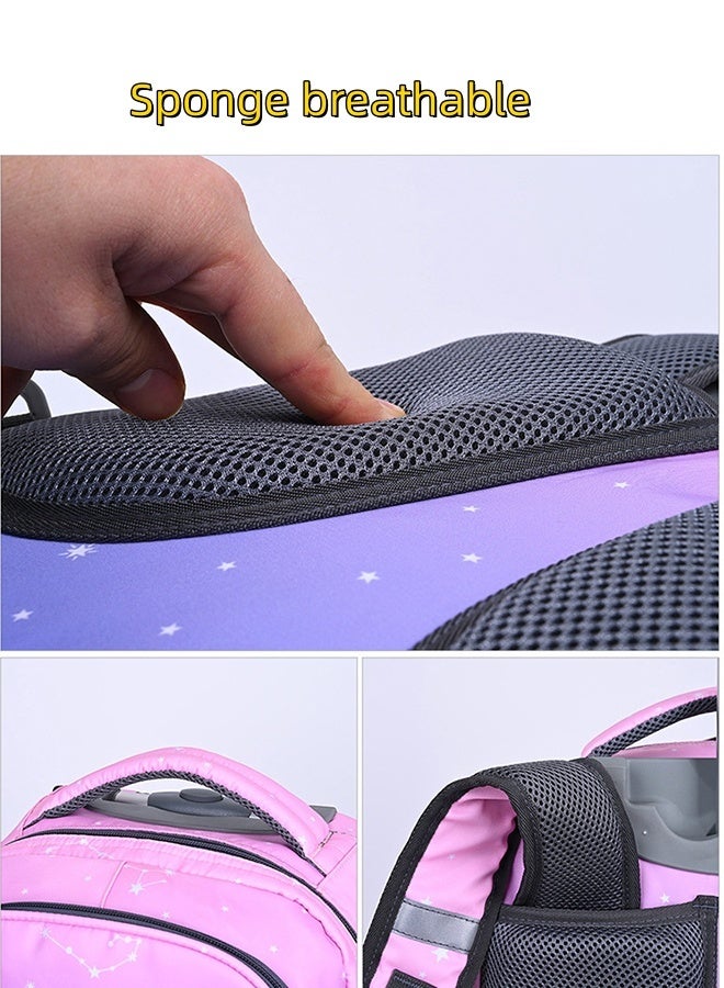 JCB CHIC حقائب ظهر للأطفال حقائب سفر للأطفال حقائب بعجلات حقائب مدرسية للأطفال بطبعة السماء المرصعة بالنجوم حقيبة كتب متينة، حقيبة سفر للجنسين حقائب يد خفيفة الوزن - Image 5