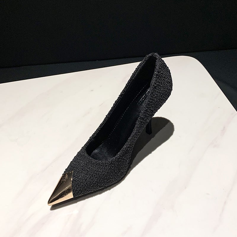 Patent Leather Pointed Shoes Black High Heels Heel Temperament Pointed French Girls Professional Shoes Manufacturers - Image 4