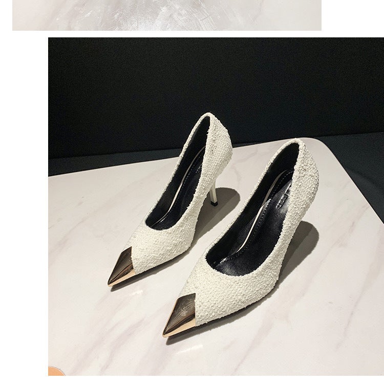 Patent Leather Pointed Shoes Black High Heels Heel Temperament Pointed French Girls Professional Shoes Manufacturers - Image 3