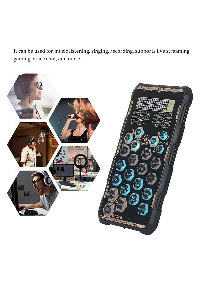 Generic Live Sound Card Handheld Outdoor Portable DSP Sound Card Effect Device Audio Mixer Voice Changer Audio Card Sound Changer for Mobile Phone and Computer Singing Live-streaming  - Image 3