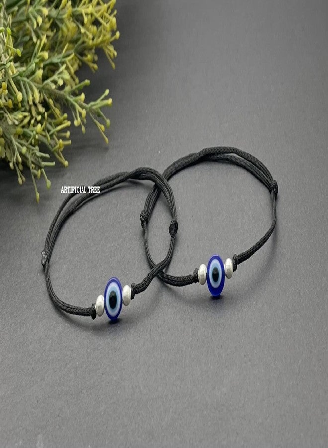 ARTIFICIAL TREE German Silver 2 Ball + Evil Eye Charms Black Thread Adjustable Anklet for Women and Girls (AT ANK 037) - Image 3