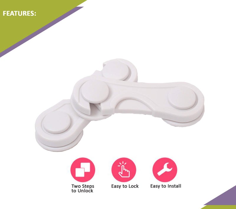 Safe-O-Kid® - Pack of 2- Elegant Child Safety Eudemon Lock - White - Image 3