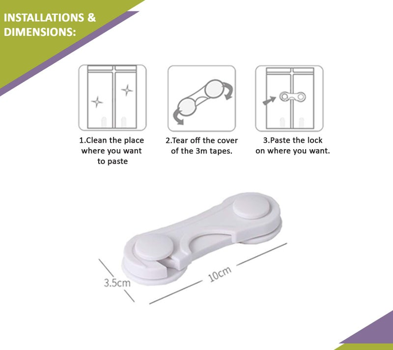 Safe-O-Kid® - Pack of 2- Elegant Child Safety Eudemon Lock - White - Image 4