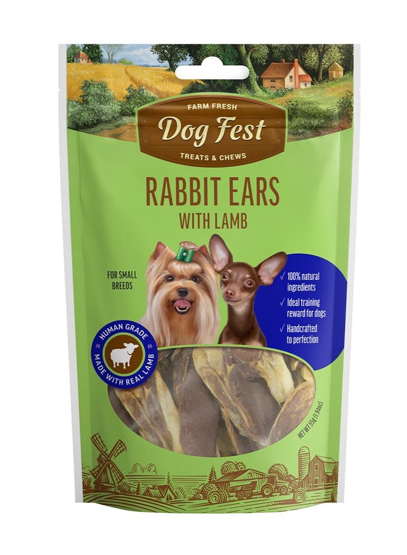 Dog Fest آذان الأرنب مع مكافآت لحم الضأن للكلاب الصغيرة 55 جرام - Image 1