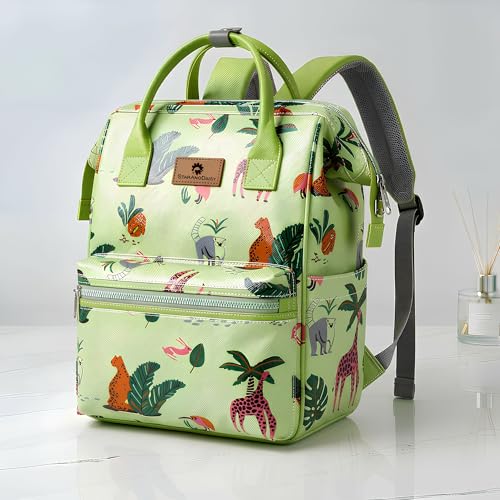 StarAndDaisy Baby Bag for Mother Travel / 30L Lightweight Diaper Bag with 3 Insulated Bottle Pockets/Maternity Bag for Mother for Travel & Diaper Bag for Baby – Dark Green Yellow - Image 1