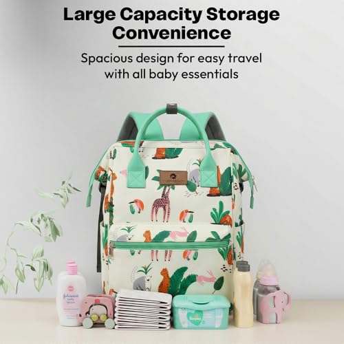 StarAndDaisy Baby Bag for Mother Travel / 30L Lightweight Diaper Bag with 3 Insulated Bottle Pockets/Maternity Bag for Mother for Travel & Diaper Bag for Baby – Dark Green Yellow - Image 3