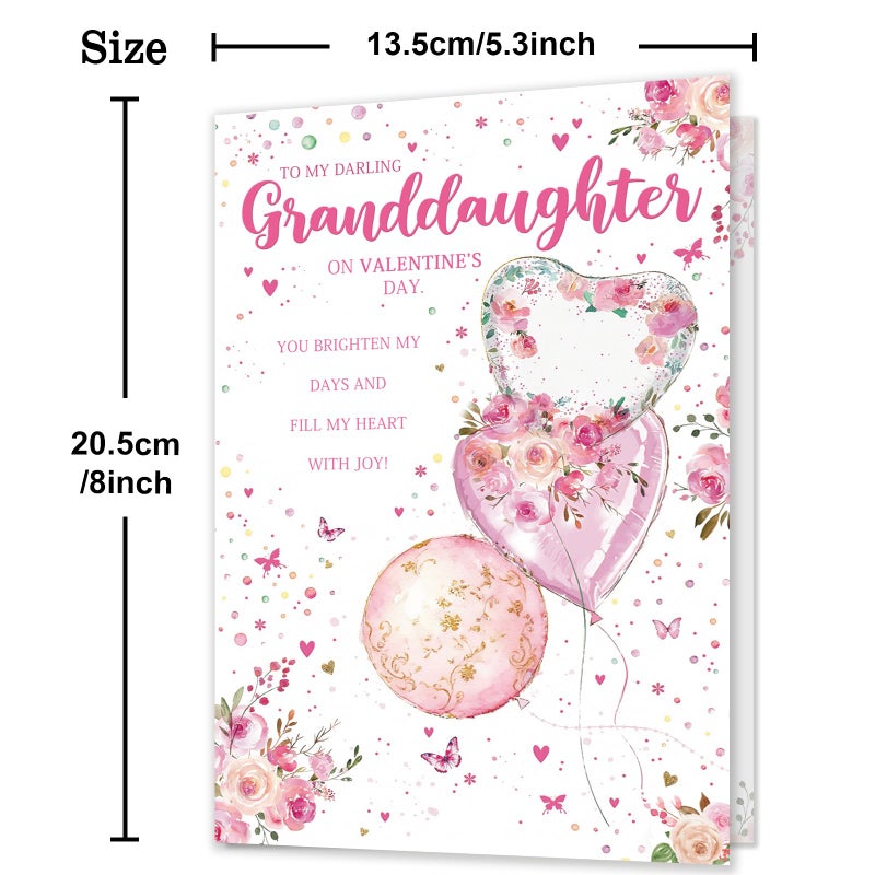 HEJOYN Granddaughter Valentine Card, Happy Valentine's Day Card Gifts for Granddaughter - Image 3