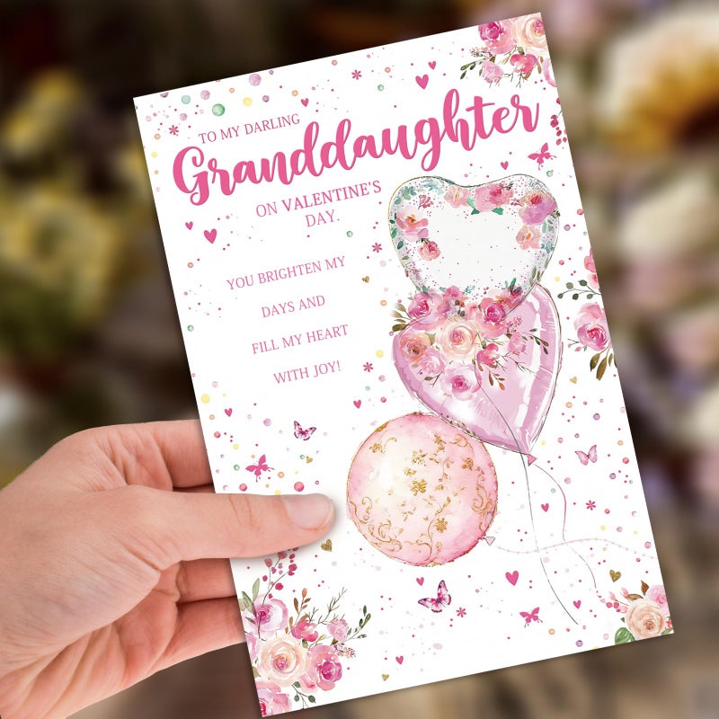 HEJOYN Granddaughter Valentine Card, Happy Valentine's Day Card Gifts for Granddaughter - Image 4