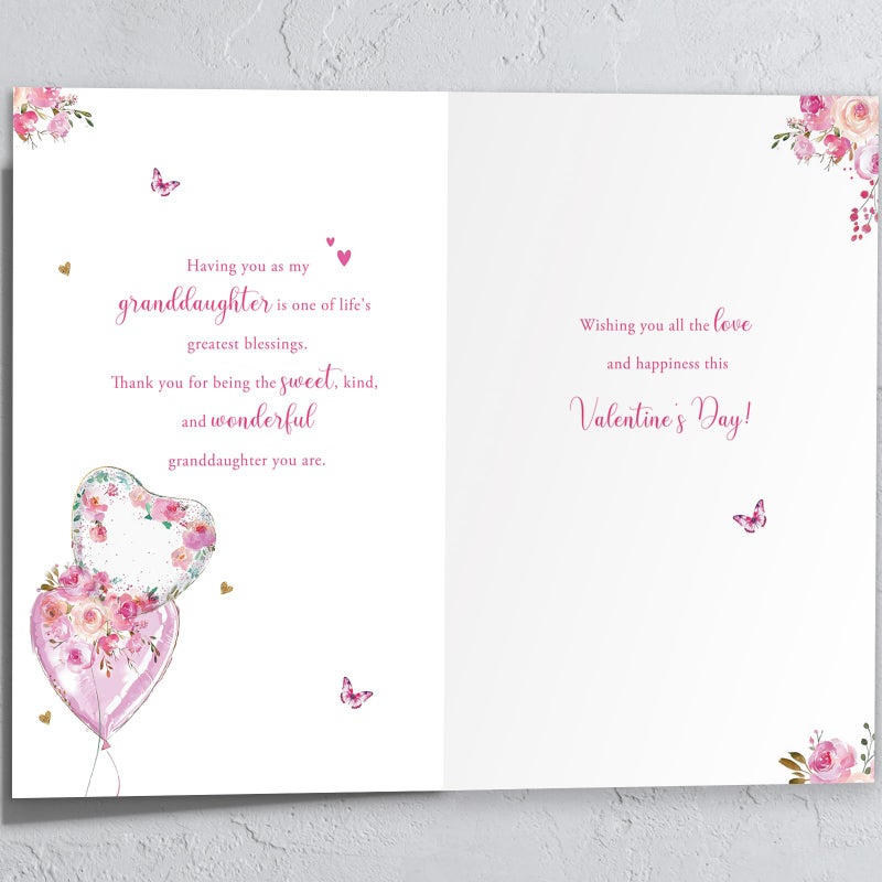 HEJOYN Granddaughter Valentine Card, Happy Valentine's Day Card Gifts for Granddaughter - Image 2