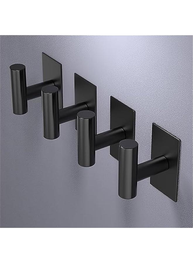 Wall Towel Hooks, Heavy Duty Sticky Holder Waterproof Towel Hooks for Hanging Coat, Clothes, Closet Hook Wall Mount for Kitchen (Black, 2 Pack) - Image 3