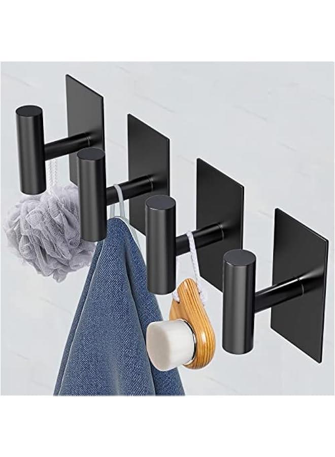 Wall Towel Hooks, Heavy Duty Sticky Holder Waterproof Towel Hooks for Hanging Coat, Clothes, Closet Hook Wall Mount for Kitchen (Black, 2 Pack) - Image 5