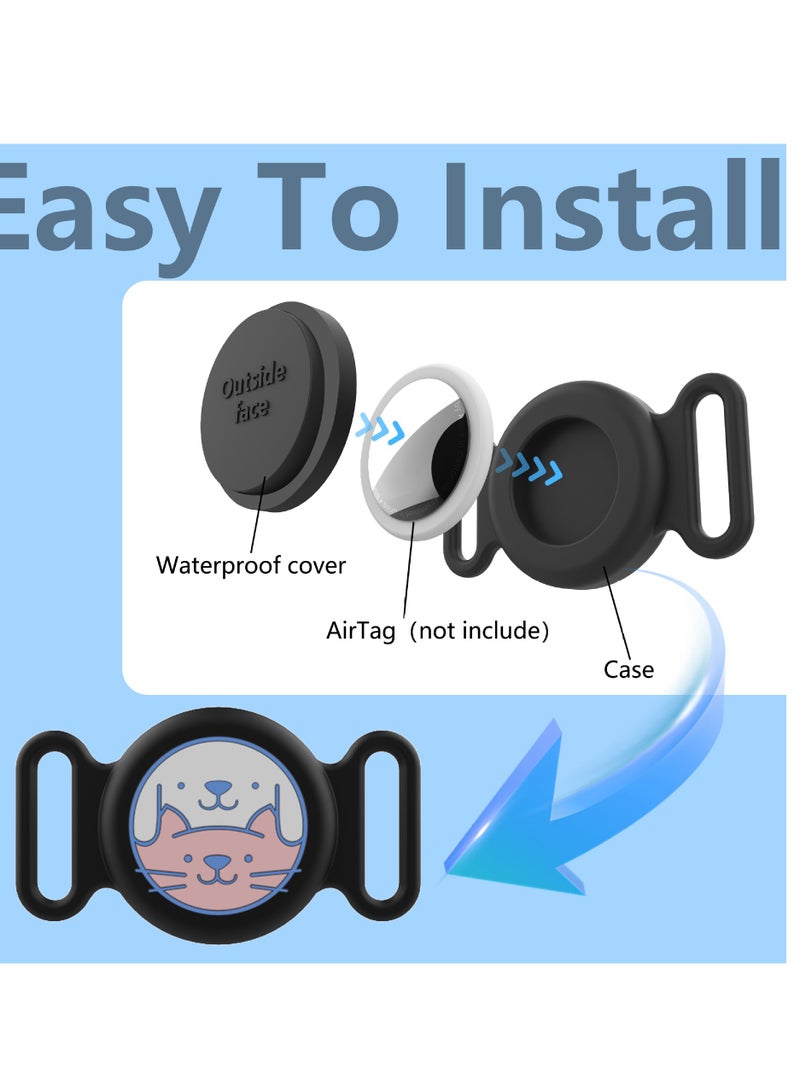 Innoshine 2pcs  Dog Airtag Holder Silicone Cat Air Tag Holder Air Tag Case for Pets Waterproof Pet Collar Tracker Case Locator Cover for Dogs and Cats - Image 4