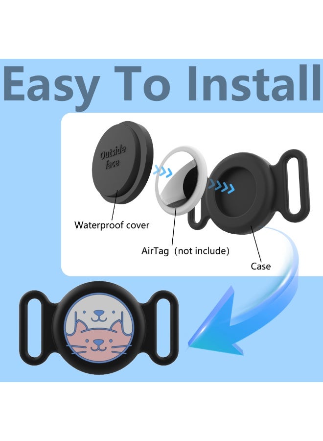 Innoshine 2pcs  Dog Airtag Holder Silicone Cat Air Tag Holder Air Tag Case for Pets Waterproof Pet Collar Tracker Case Locator Cover for Dogs and Cats - Image 4