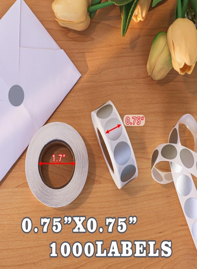 PARLAIM 0.75" Round Color Coding Circle Dot Labels in Roll, 1000 Stickers per Dispenser Box, 3/4 inch Diameter for Office and Business, Silver - Image 2