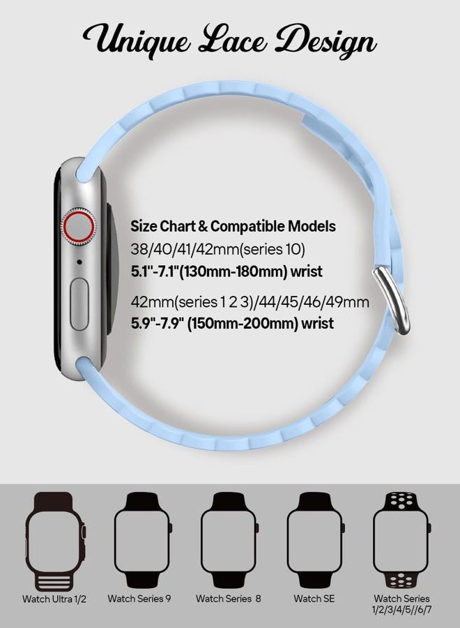 Sunnywoo Women's Lace Silicone Apple Watch Band, 38mm-45mm, Lavender Gray - Image 3