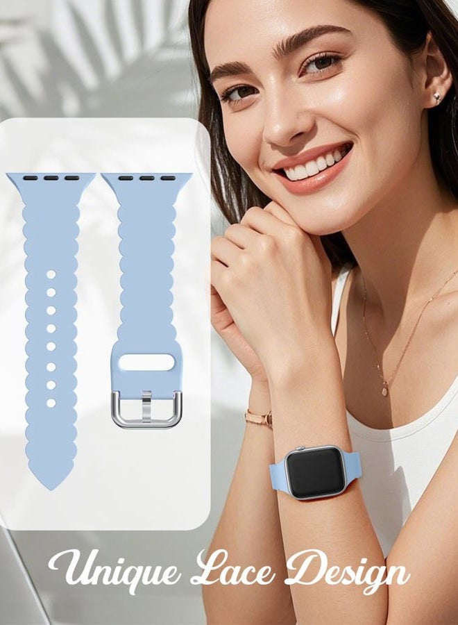 Sunnywoo Women's Lace Silicone Apple Watch Band, 38mm-45mm, Lavender Gray - Image 2
