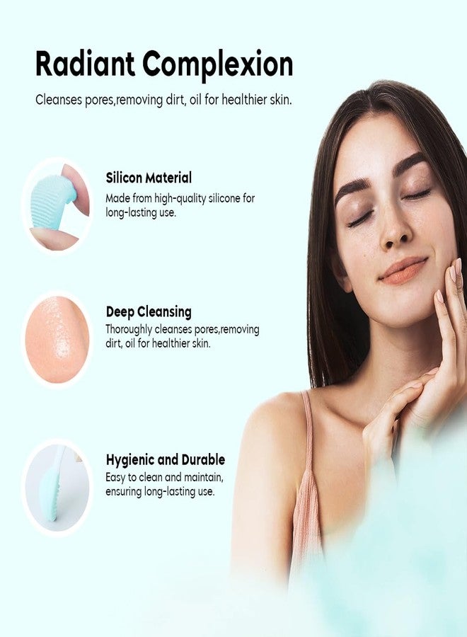 Gleva Silicone Skincare Exfoliator - Deep Cleaning Blackhead Remover, Facial Cleansing & Face Scrubber Brush, Double-Sided Soft Lip/Nose Brush for Smoother and Fuller Appearance (Pack of 4) - Image 3