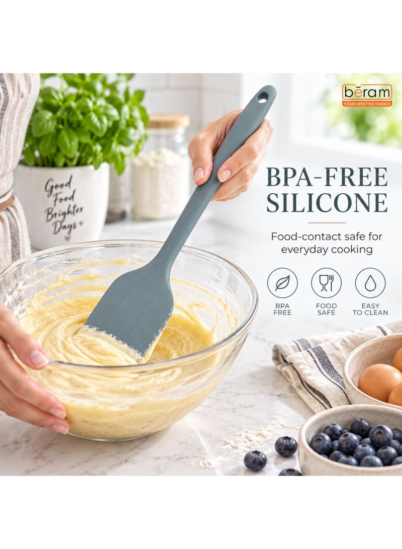 BERAM Silicone Turner Spatula with Stainless Steel and Silicone Handle, Heat Resistant BPA-Free Kitchen Utensil for Non-Stick Pans, Grey, 1-Piece - Image 3