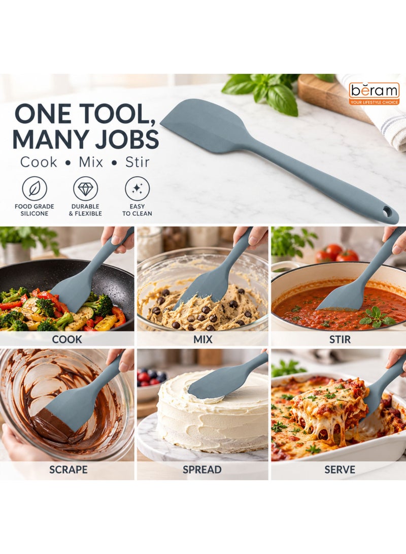 BERAM Silicone Turner Spatula with Stainless Steel and Silicone Handle, Heat Resistant BPA-Free Kitchen Utensil for Non-Stick Pans, Grey, 1-Piece - Image 4