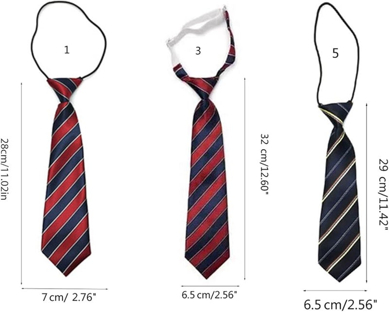 ربطة عنق أولاد مسبقة الربط، مخطط باللون الأحمر، إكسسوار ملابس مدرسية لهالوين وعيد الميلاد - Image 3