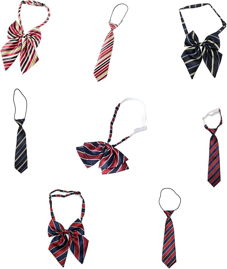 ربطة عنق أولاد مسبقة الربط، مخطط باللون الأحمر، إكسسوار ملابس مدرسية لهالوين وعيد الميلاد - Image 4