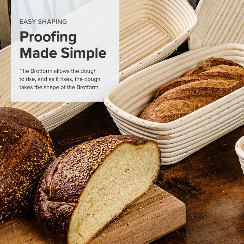فريلنغ سلة التدقيق Frieling Brotform الخبز ارتفاع Banneton وسلة التقديم مستطيلة 12 بوصة بنسبة 5.5 بوصة - Image 3