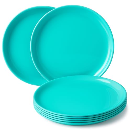 Incrizma Polypropylene Microwave Safe Break Resistant Dinner Plates, 6 Pieces, (Sea Green, Round) - Image 1