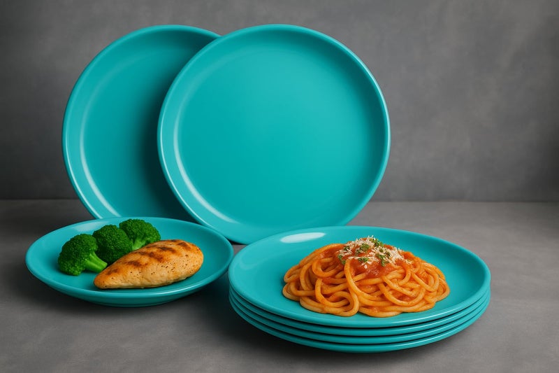 Incrizma Polypropylene Microwave Safe Break Resistant Dinner Plates, 6 Pieces, (Sea Green, Round) - Image 2