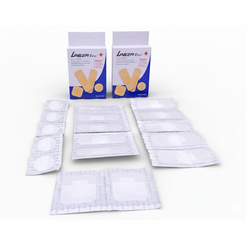 Lasertec L8051 Mixed-Size Fabric Adhesive Plasters 19×72mm & 19×38mm – 50-Piece Box