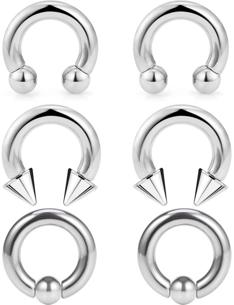 Ocptiy 8G Septum Ring Jewelry Ear Earrring Gauges Tunnel Plug stretching kit Big Large Septum Nose lip Ring Hoop Stainless Surgical Steel Cartilage Helix Tragu Earring Piercing Jewerly Women Men 12mm - Image 1