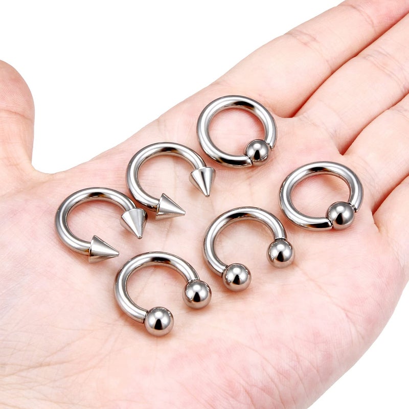 Ocptiy 8G Septum Ring Jewelry Ear Earrring Gauges Tunnel Plug stretching kit Big Large Septum Nose lip Ring Hoop Stainless Surgical Steel Cartilage Helix Tragu Earring Piercing Jewerly Women Men 12mm - Image 5