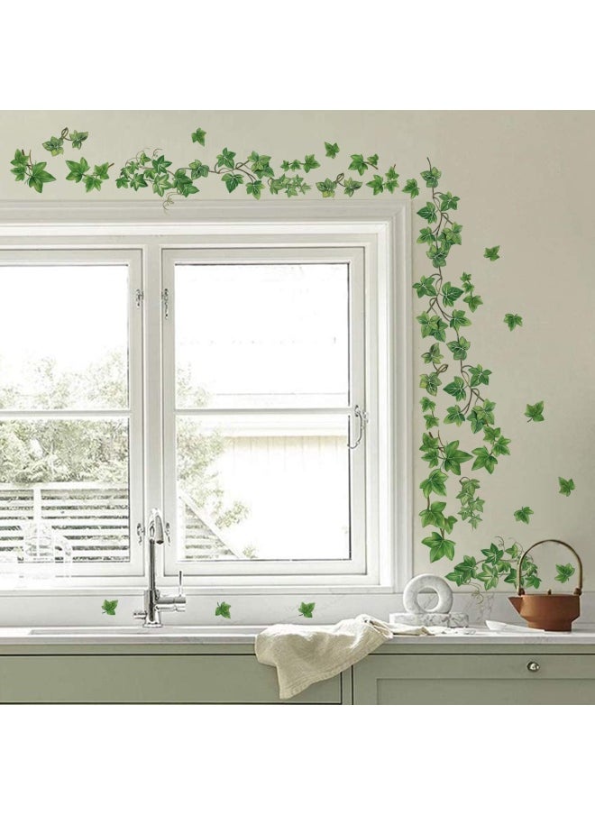 decalmile - Decalmile Hanging Vine Wall Decals Evergreen Ivy Leaves Wall Stickers Bedroom Living Room Sofa Tv Background Wall Art Decor - Image 1