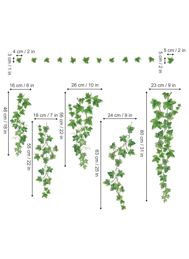 decalmile - Decalmile Hanging Vine Wall Decals Evergreen Ivy Leaves Wall Stickers Bedroom Living Room Sofa Tv Background Wall Art Decor - Image 1