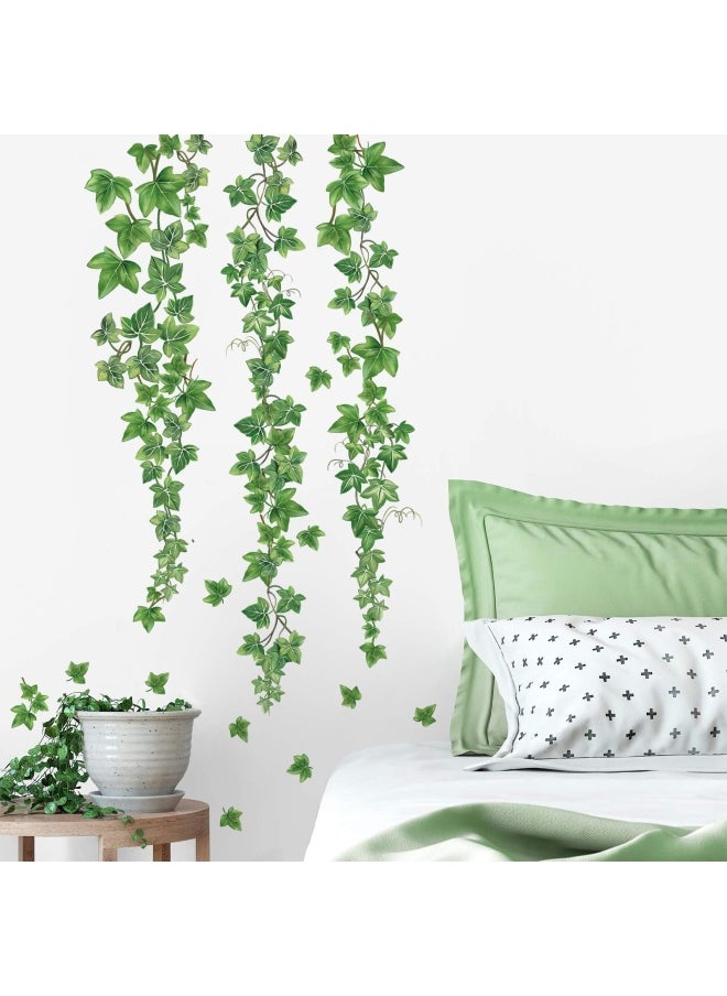 decalmile - Decalmile Hanging Vine Wall Decals Evergreen Ivy Leaves Wall Stickers Bedroom Living Room Sofa Tv Background Wall Art Decor - Image 1