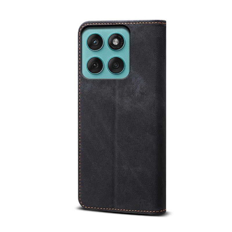 erorex For Motorola Edge 60 Pro Denim Texture Flip Leather Phone Case(Black) - Image 3