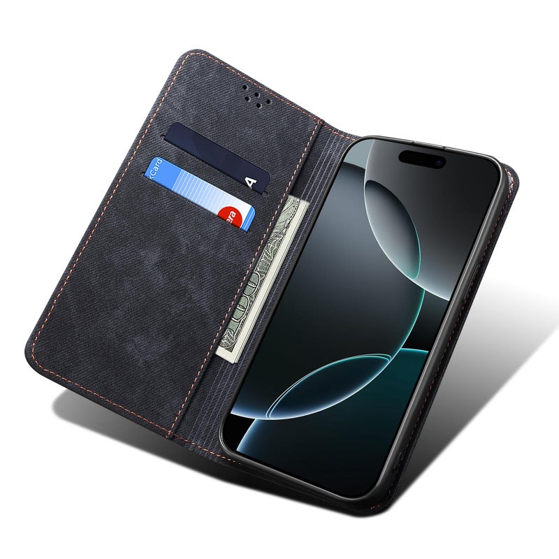 erorex For Motorola Edge 60 Pro Denim Texture Flip Leather Phone Case(Black) - Image 5