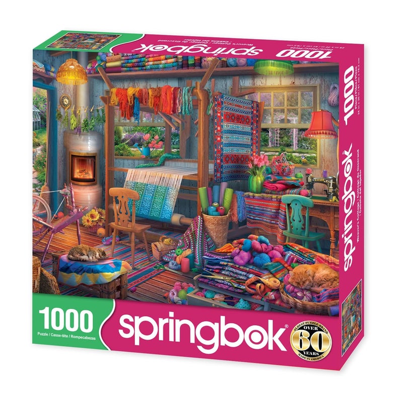 Springbok Weaver's Cottage 1000 Piece Jigsaw Puzzle for Adults Features a Colorful Cottage with a weaver's Loom and Colorful Yarns - Made in The USA with Interlocking Pieces That snap in Place - Image 2