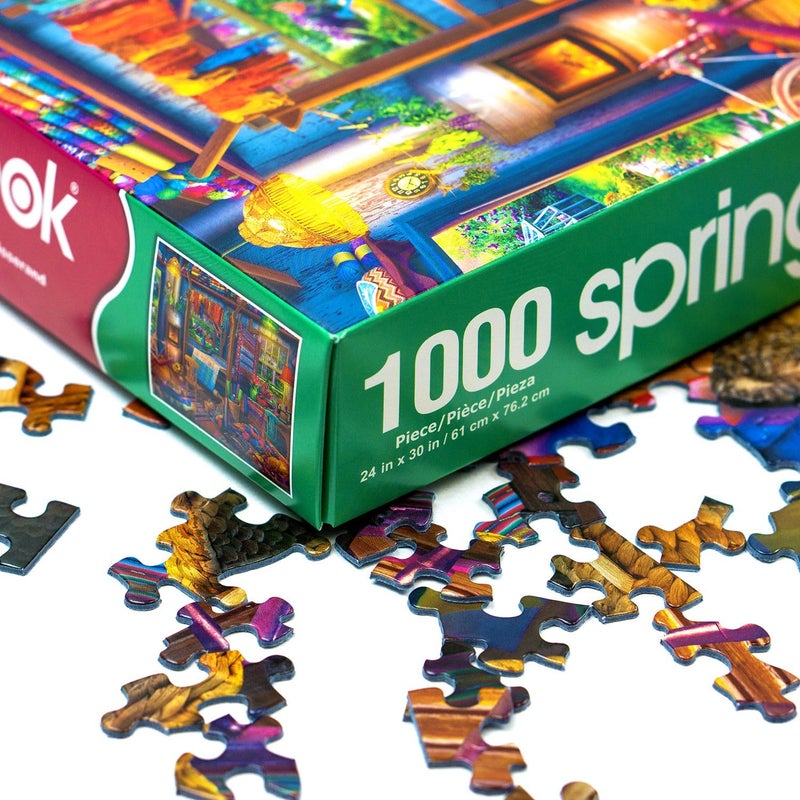 Springbok Weaver's Cottage 1000 Piece Jigsaw Puzzle for Adults Features a Colorful Cottage with a weaver's Loom and Colorful Yarns - Made in The USA with Interlocking Pieces That snap in Place - Image 4