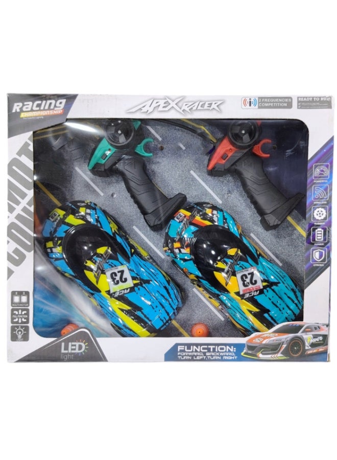 Racing Remote Control Racing Cars Set Of 2 Sports Cars, Multi Color, Wireless Control, With Lights - Image 2